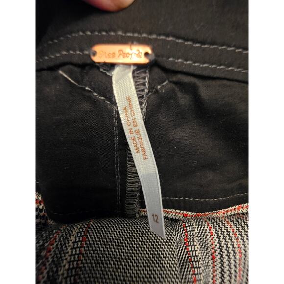 Free People Women's Plaid Wide Leg Bell Bottom Pants SZ 12 - Picture 8 of 11